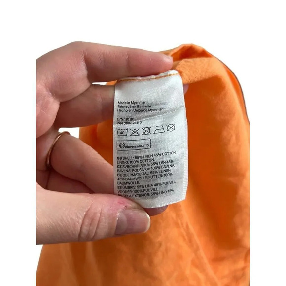 H&M Linen Blend Mini Dress Square Neck Strappy Orange Size Small Women’s - Picture 6 of 7